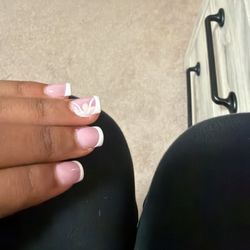Cutie Nails - Look horrible nail polish all around my nail and way to pink of a undertone