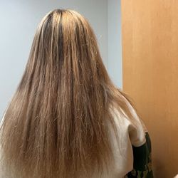 Jagged Edges Salon - After the second appointment. Really unhappy with the back. I guess they weren't lying about those jagged edges. This is not a blow out.