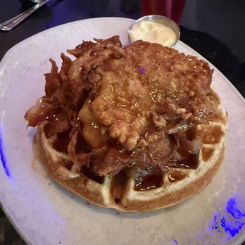 Mom's Kitchen & Bar - Chicken and Bacon Waffle - Comfort Food Near Me - New York, New York