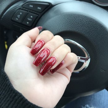 Star Nails - Red glitter coffin acrylics - Nail Salons Near Me - San Marcos, California Star Nails - Red glitter coffin acrylics - Nail Salons Near Me - San Marcos, California