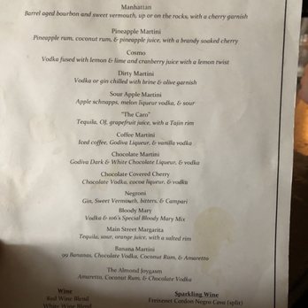 106 Main - Cocktail Menu - Pubs Near Me - Durham, North Carolina