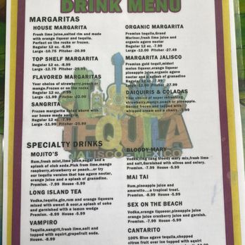 Tequila Mexican Restaurant - drink menu - Mexican Near Me - Murfreesboro, Tennessee