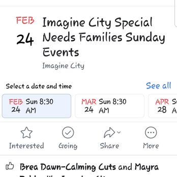 Imagine City - Facebook event invitation clearly shows Sunday, 2/24 8:30-10:30. - Kids Activities Near Me - Palmdale, California