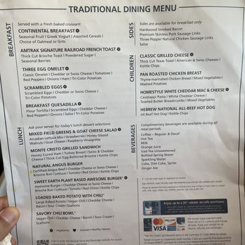 Amtrak Coast Starlight - Breakfast/Lunch Menu - Trains Near Me - Los Angeles, California
