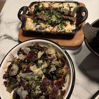 Oak & Ember - Brussels sprouts and queso fundido - Halal Near Me - Ontario, California Oak & Ember - Brussels sprouts and queso fundido - Halal Near Me - Ontario, California