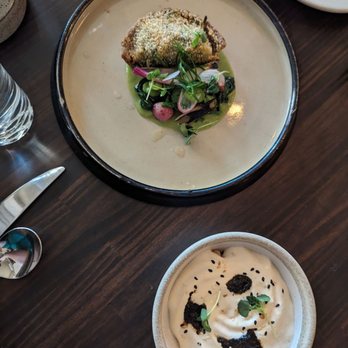 Harbinger - Tart and asparagus dishes - New American Near Me - Des Moines, Iowa