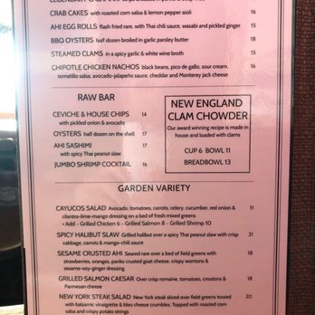 Schooners - Menu 5/11/19 - Seafood Near Me - Cayucos, California