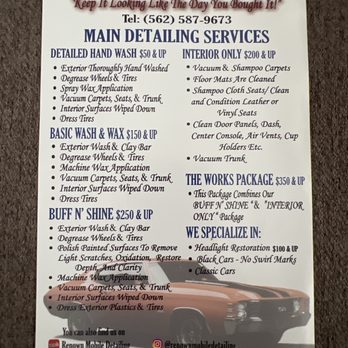 Renown Mobile Detailing - Pricing Sheet 2025 - Auto Detailing Near Me - La Habra, California Renown Mobile Detailing - Pricing Sheet 2025 - Auto Detailing Near Me - La Habra, California