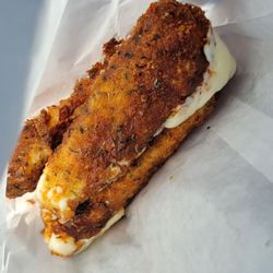 The Polka Dot - $5 crappy shot of the handbreaded Mozzarella sticks, also freakin good