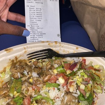 Chipotle Mexican Grill - No cheese , no sour cream .. clearly you can see the bowl was supposed to have both from the picture. Just disappointment ! - Fast Food Near Me - Langhorne, Pennsylvania