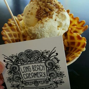Long Beach Creamery - burnt caramel & tahitian vanilla with pecan crumbs, & waffle cone - Ice Cream & Frozen Yogurt Near Me - Long Beach, California Long Beach Creamery - burnt caramel & tahitian vanilla with pecan crumbs, & waffle cone - Ice Cream & Frozen Yogurt Near Me - Long Beach, California