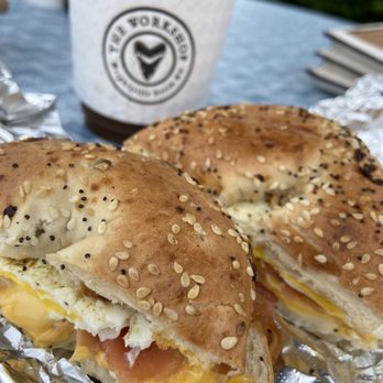 The Workshop - Bacon egg and cheese on an everything bagel - Coffee & Tea Near Me - Wrightsville Beach, North Carolina The Workshop - Bacon egg and cheese on an everything bagel - Coffee & Tea Near Me - Wrightsville Beach, North Carolina