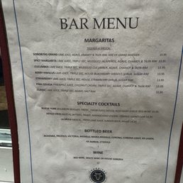 Bar menu