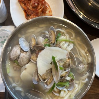 Halmae Noodle - clam kalguksu - a lot more clams hidden underneath the noodles!! over half the bowl = clams! - Korean Near Me - Palisades Park, New Jersey Halmae Noodle - clam kalguksu - a lot more clams hidden underneath the noodles!! over half the bowl = clams! - Korean Near Me - Palisades Park, New Jersey