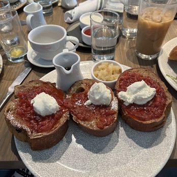 The Goldfinch - Vanilla Bean French Toast - choice of strawberry or pear compote, marscapone whipped cream - New American Near Me - Irvine, California The Goldfinch - Vanilla Bean French Toast - choice of strawberry or pear compote, marscapone whipped cream - New American Near Me - Irvine, California
