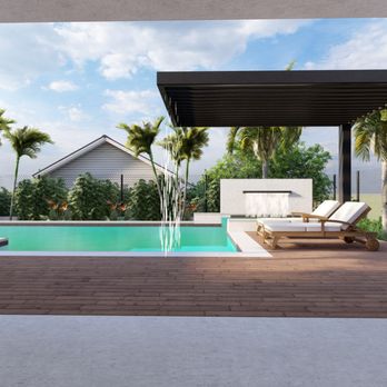 Hôf - Modern pool, infinity edge, patio cover - Landscape Architects or Designers Near Me Hôf - Modern pool, infinity edge, patio cover - Landscape Architects or Designers Near Me