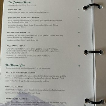 The Juniper Bistro - Cocktail Menu - Canadian (New) Near Me - Banff, Alberta The Juniper Bistro - Cocktail Menu - Canadian (New) Near Me - Banff, Alberta