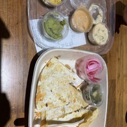 Quesadilla with grilled steak for dinner