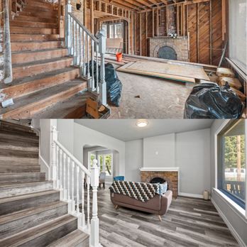 Restoration Done - Before and After Stairwell - Damage Restoration Near Me - Spokane, Washington Restoration Done - Before and After Stairwell - Damage Restoration Near Me - Spokane, Washington