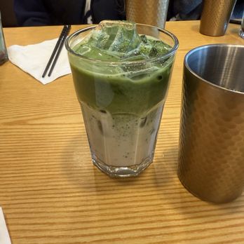 Tendon Kohaku - Iced Matcha Latte - Japanese Near Me - Bellevue, Washington Tendon Kohaku - Iced Matcha Latte - Japanese Near Me - Bellevue, Washington