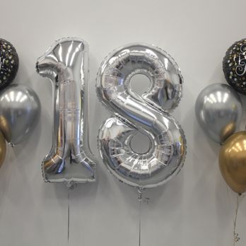 Balloon Place - Jumbo Silver Number Birthday Balloon Bouquet of 3 - Party Supplies Near Me - Richmond, British Columbia