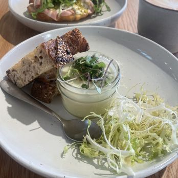 Backhaus - Burlingame - Coddled Egg: (3/5) The egg and potato puree were a bit bland. The salad added a nice brightness of acidity, but wasn't enough! - Bakeries Near Me - Burlingame, California