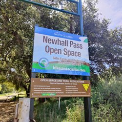 The sign identifies this as the Newhall Pass Open Space, but it is incorrect. The Newhall Pass Open Space is to the west and is separate.