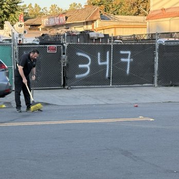 Akin's Auto Repair - The owner out in middle of street cleaning up glass and trash left by others. Kudos - Auto Repair Near Me - San Jose, California