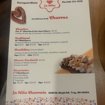 La Niña Churreria - Menu - Desserts Near Me - Troy, Michigan La Niña Churreria - Menu - Desserts Near Me - Troy, Michigan