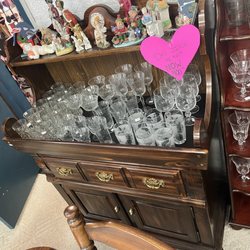 Dry bar with glassware assortment