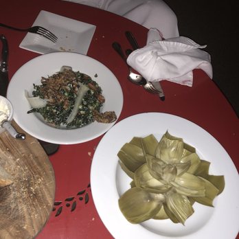 Cochineal - Kale salad & Steamed Artichoke (both delicious) - New American Near Me - Marfa, Texas