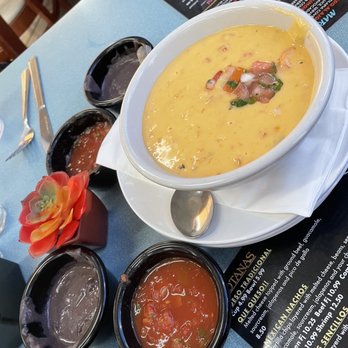 El Sazon - a bowl of soup and bowls of salsa - Tex-Mex Near Me - Rhome, Texas El Sazon - a bowl of soup and bowls of salsa - Tex-Mex Near Me - Rhome, Texas