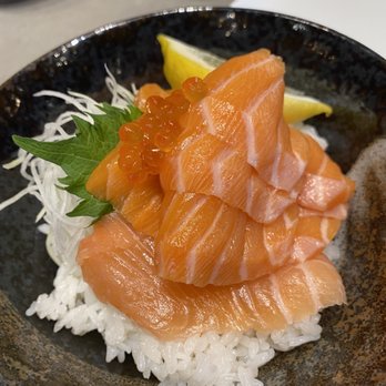 Raku Japanese Kitchen - Salmon donburi. Comes with miso soup. - Japanese Near Me - West Vancouver, British Columbia
