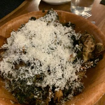 Grana - Amazing Brussel sprouts under a mountain of Parmesan.  Enough to share! - Italian Near Me - Atlanta, Georgia