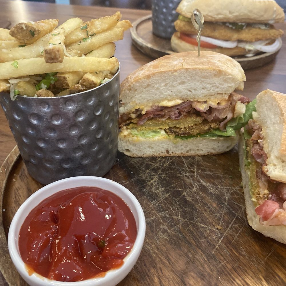 Copper & Sage - A delicious pimento cheese & fried green tomato sandwich. Yummy - Cocktail Bars Near Me - Goodyear, Arizona
