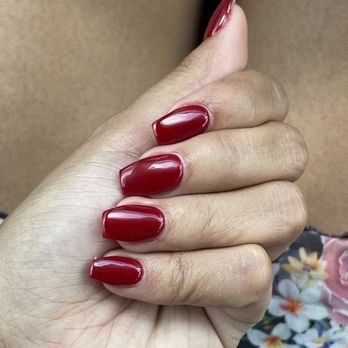 Pinky Nails & Spa - Tempe - Dipping powder with extensions color 429 coffin shape short - Nail Salons Near Me - Tempe, Arizona