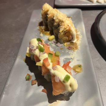 Sumo Henderson - Mango salmon roll and spider crunch roll - Japanese Near Me - Henderson, Nevada Sumo Henderson - Mango salmon roll and spider crunch roll - Japanese Near Me - Henderson, Nevada