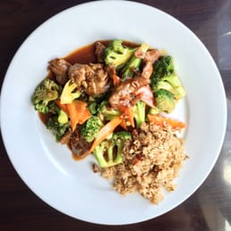 Broccoli beef with fried rice