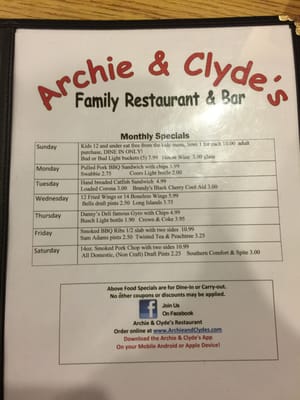Menu photo 3 Archie & Clyde's Restaurant Newburgh, IN Menu photo 3 Archie & Clyde's Restaurant Newburgh, IN