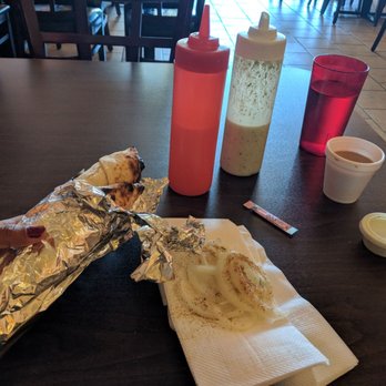 Shah Restaurant - Lamb wrap- $5 filling but kind of dry, mint sauce doesn't help. Free chai and onions with Chaat powder. - Indian Near Me - Sunnyvale, California