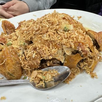 Golden Wonton King - Half fried chicken with garlic crisps - Cantonese Near Me - Flushing, New York Golden Wonton King - Half fried chicken with garlic crisps - Cantonese Near Me - Flushing, New York