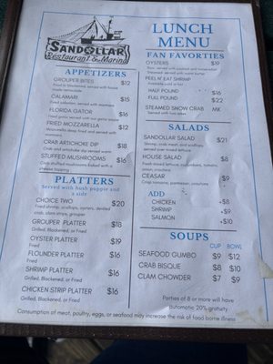Menu photo 6 Sandollar Restaurant & Marina Jacksonville, FL