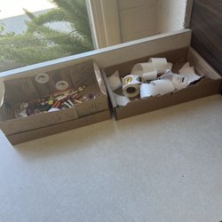 US Post Office - Box of crayons and box of stickers.