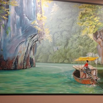 Yum Thai - The beautiful mural painting that draws the eyes when you walk in. - Thai Near Me - Fort Wayne, Indiana