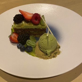Miku - Amazing Green tea opera cake with matcha ice cream - Japanese Near Me - Vancouver, British Columbia