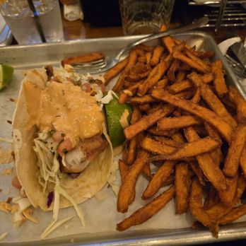 Chop 40 - Fish tacos with sweet potato fries - New American Near Me - Verdi, Nevada Chop 40 - Fish tacos with sweet potato fries - New American Near Me - Verdi, Nevada