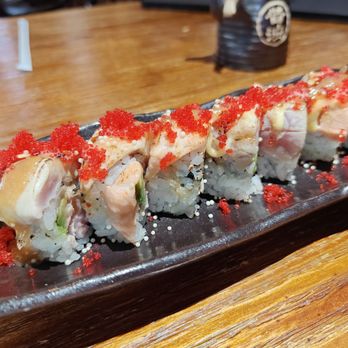 Fukulala Sushi Izakaya - Out of control roll The salmon was a little more than seared... - Sushi Bars Near Me - Roswell, Georgia Fukulala Sushi Izakaya - Out of control roll The salmon was a little more than seared... - Sushi Bars Near Me - Roswell, Georgia