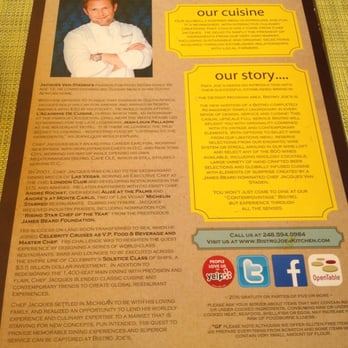 Bistro Joe's - Back of the menu - New American Near Me - Birmingham, Michigan Bistro Joe's - Back of the menu - New American Near Me - Birmingham, Michigan