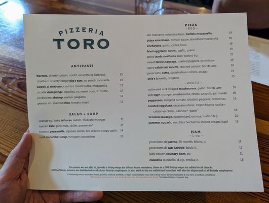 Menu photo 4 Pizzeria Toro Durham, NC Menu photo 4 Pizzeria Toro Durham, NC