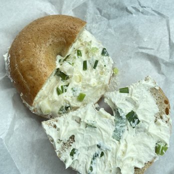 Wally's Bagels - Plain bagel with scallion cream cheese - Bagels Near Me - North Babylon, New York